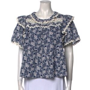 SEA NY daisy print ric rac blouse - SZ 4